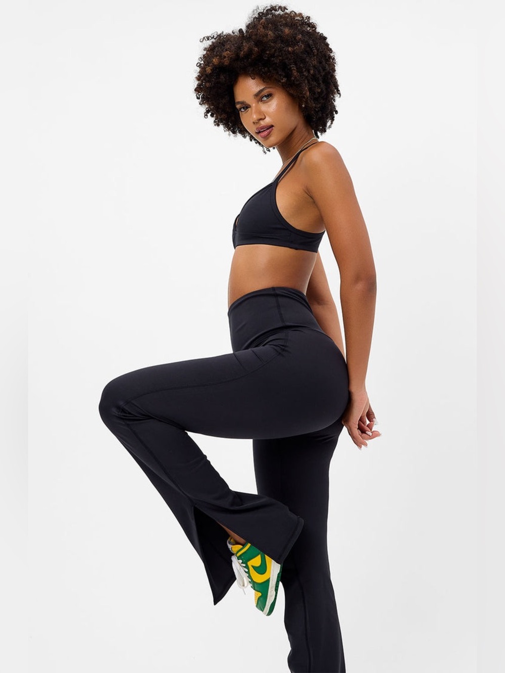 Frankie's Bikinis Ziggy Flare Leggings in Black Size S